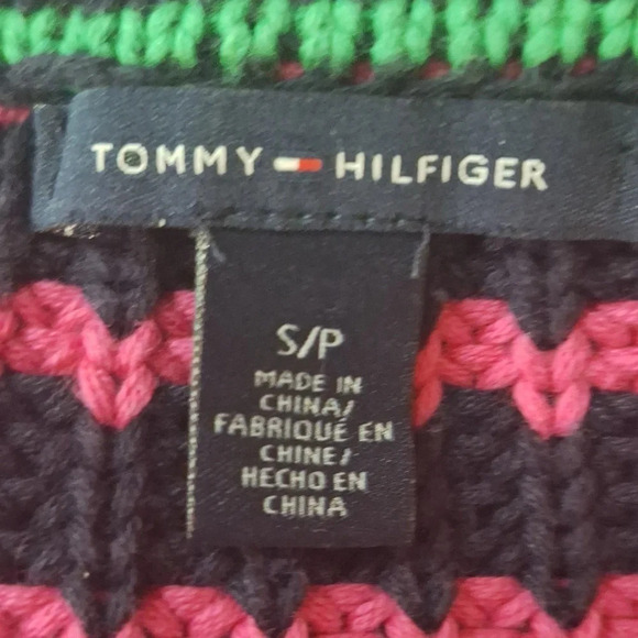 Tommy Hilfiger cotton chuncky knit Y2K stripped crew neck sweater SZ S - Picture 5 of 6